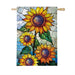 Stained Glass Sunflower Stalk Burlap Banner Flag