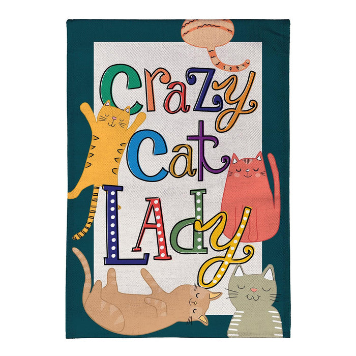 Crazy Cat Lady Central Burlap Garden Flag