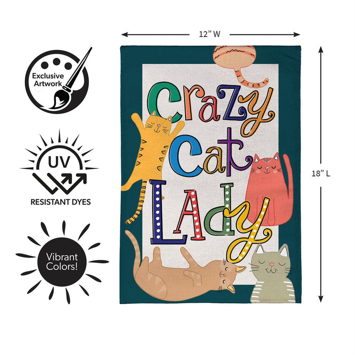 Crazy Cat Lady Central Burlap Garden Flag