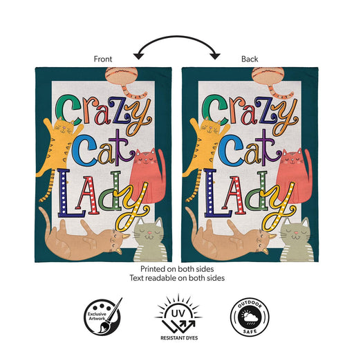 Crazy Cat Lady Central Burlap Garden Flag