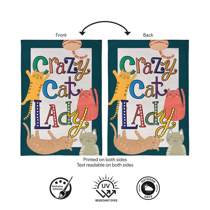 Crazy Cat Lady Central Burlap Garden Flag
