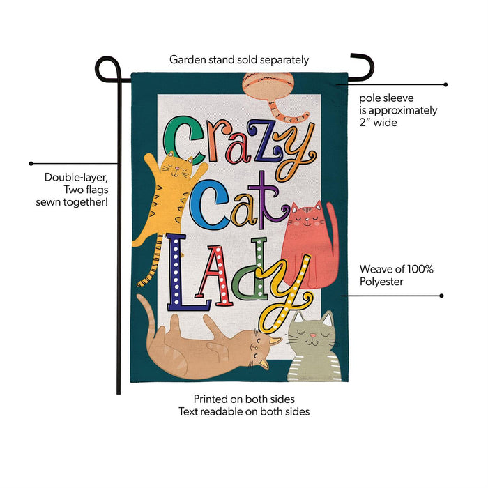 Crazy Cat Lady Central Burlap Garden Flag