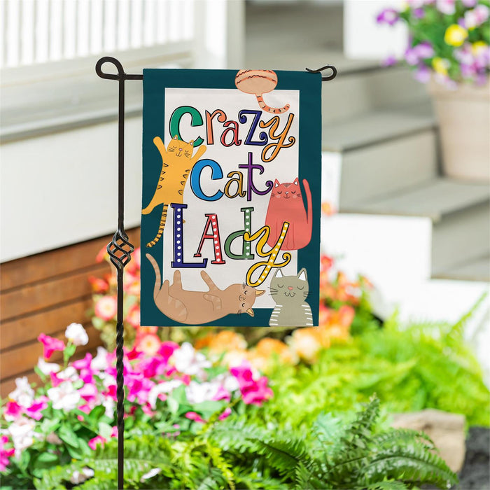 Crazy Cat Lady Central Burlap Garden Flag