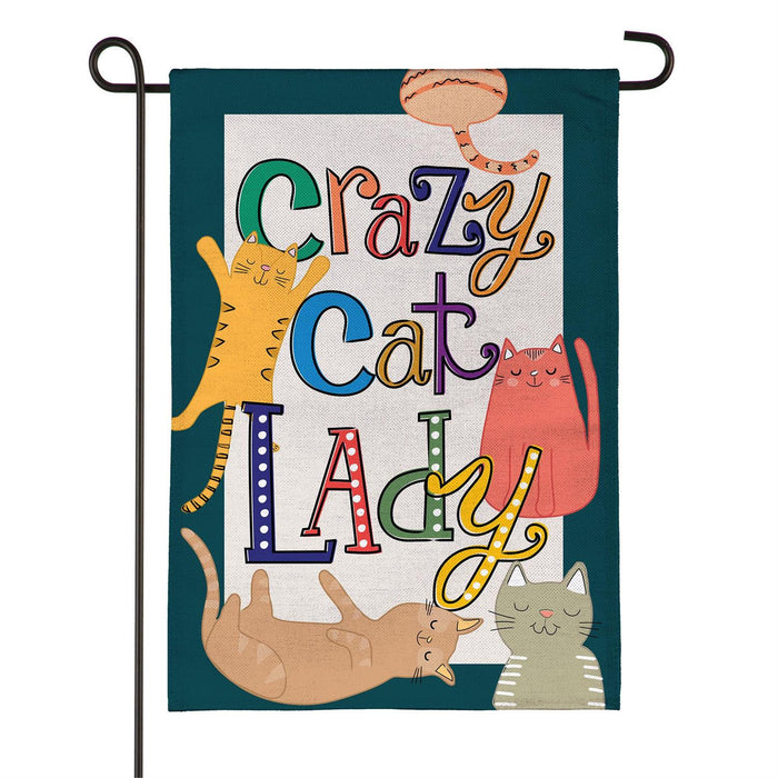 Crazy Cat Lady Central Burlap Garden Flag