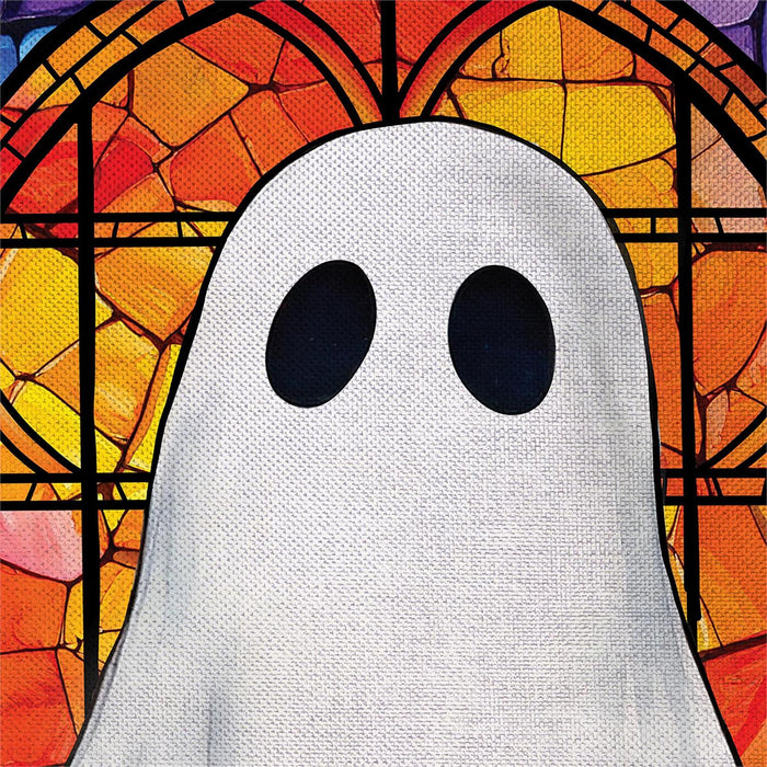 Stained Glass Ghost Burlap Garden Flag