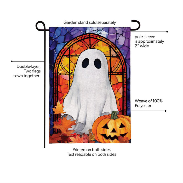 Stained Glass Ghost Burlap Garden Flag