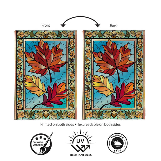 Leaves Stained Glass Burlap Banner Flag