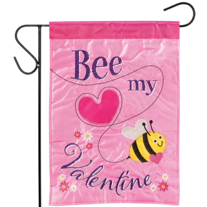 Bee My Valentine Applique Garden Flag