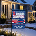 Buffalo Bills AFC Champ Garden Flag outside of home in winter