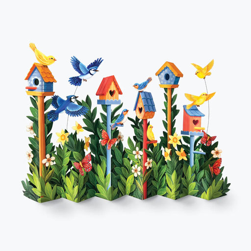 Birdhouse Garden Accordion Scene w/ Note Card