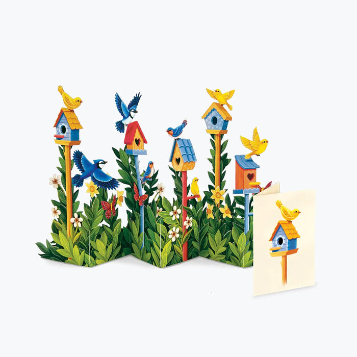 Mini Birdhouse Garden Accordion Scene w/ Note Card