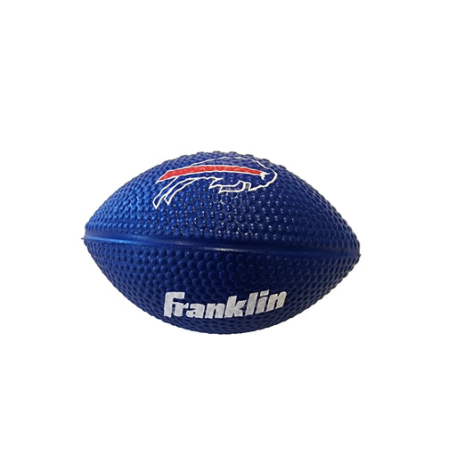 A textured blue mini football-shaped container or toy with the Buffalo Bills charging logo and the word 'Franklin' printed in white on the front, set against a plain light background.