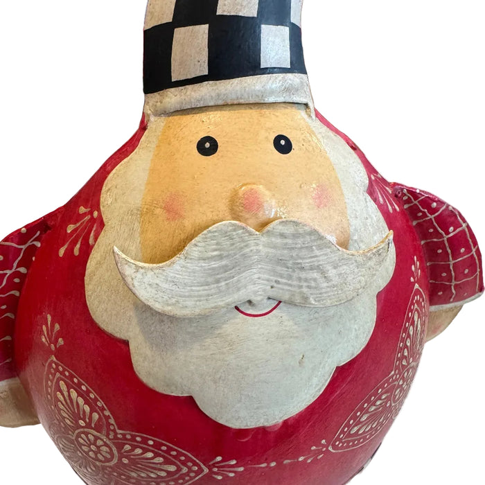 Metal Checkered Santa Large Figurine