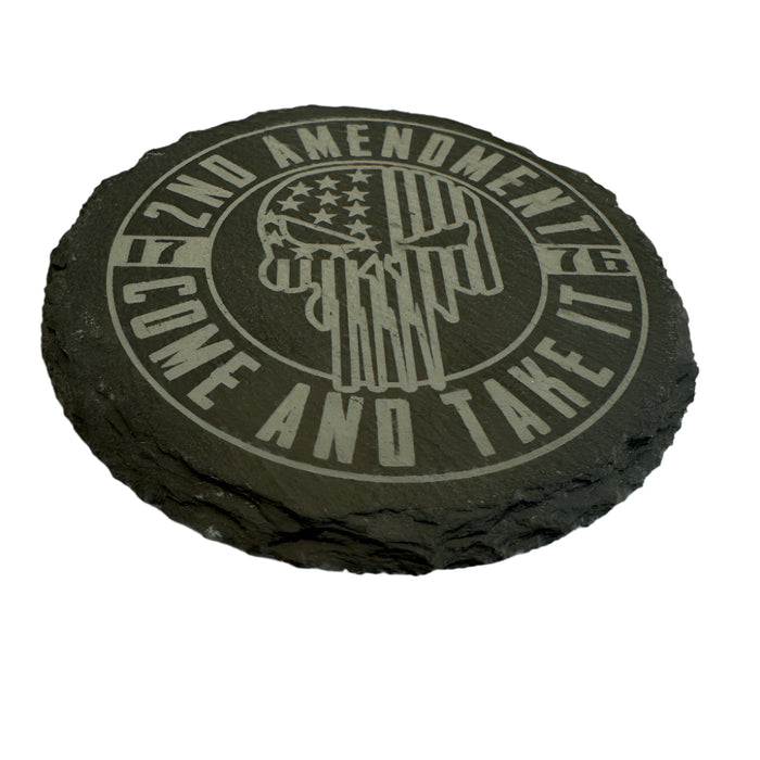 2nd Amendment 1776 Round Slate Coaster