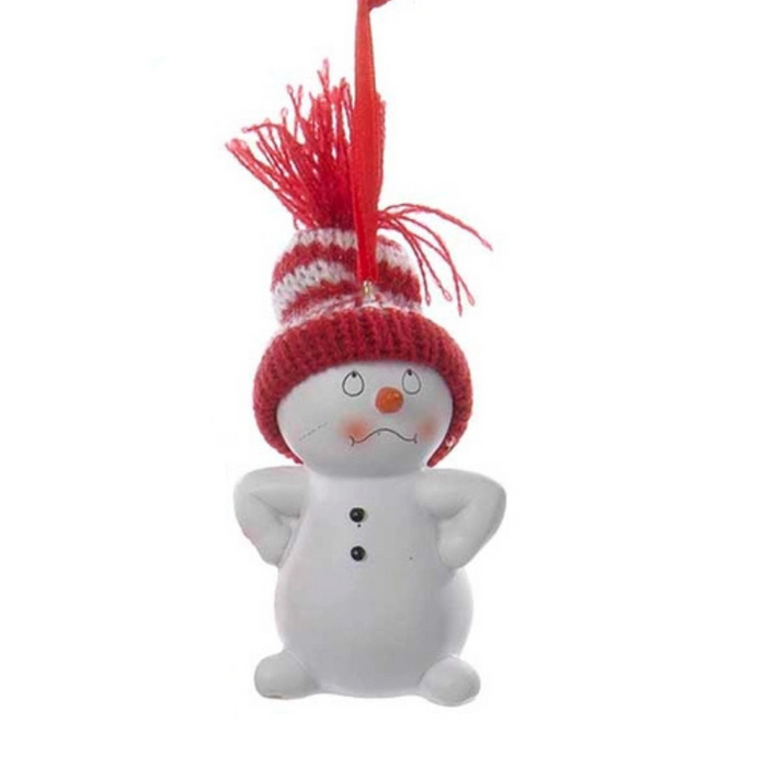 Knit Hat Snowman Ornament - Hands on Hips