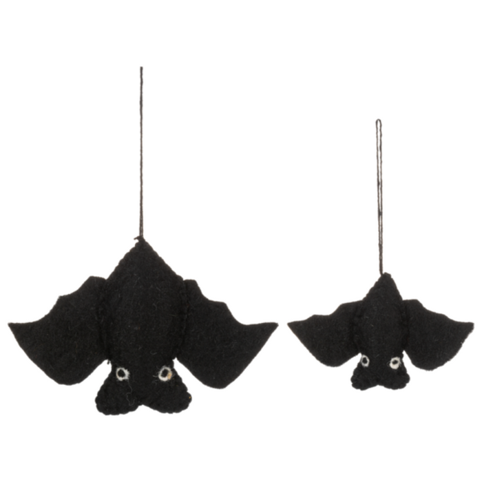 Handmade Felted Wool Bat Ornament Set