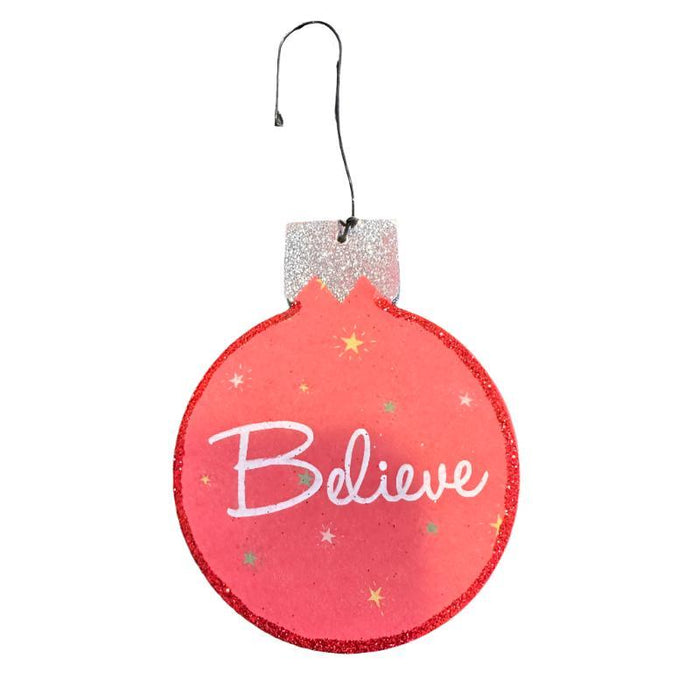 Believe Retro Christmas Deer Ornament