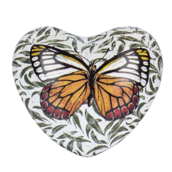 White and Orange Butterfly Chime Heart