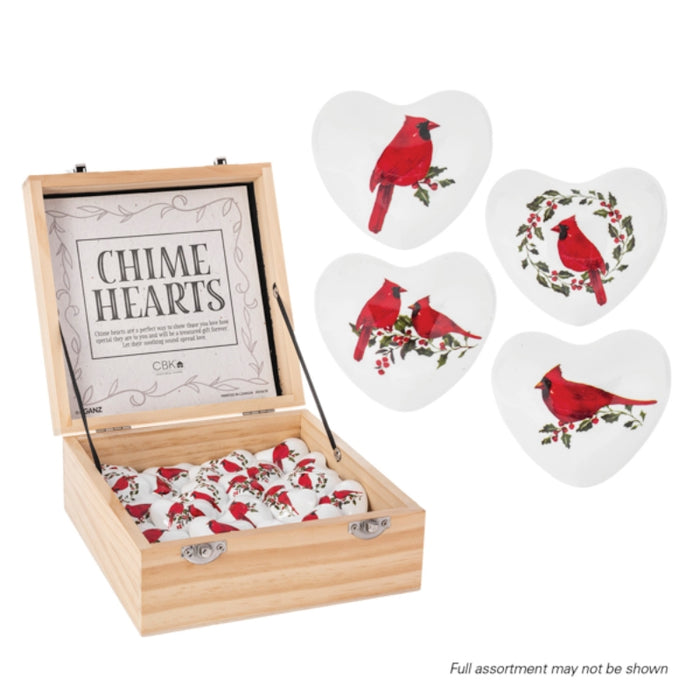 Winter Cardinal Chime Heart - Assorted Styles