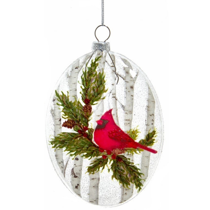 Male Cardinal Glass Dome Ornament