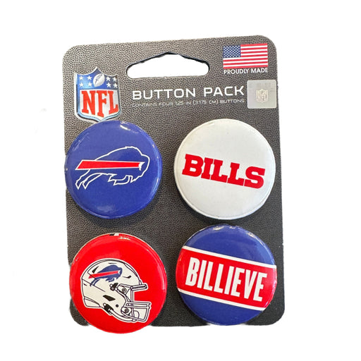 Buffalo Bills Round Button Pin 4 Pack