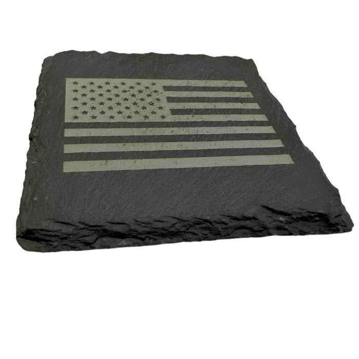 American Flag Square Slate Coaster