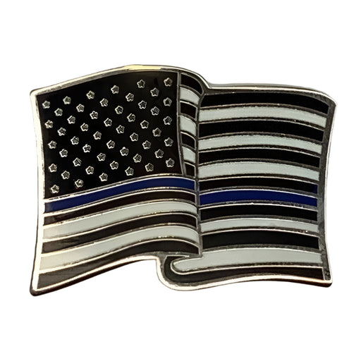 Thin Blue Line US Wavy Flag Lapel Pin 2025