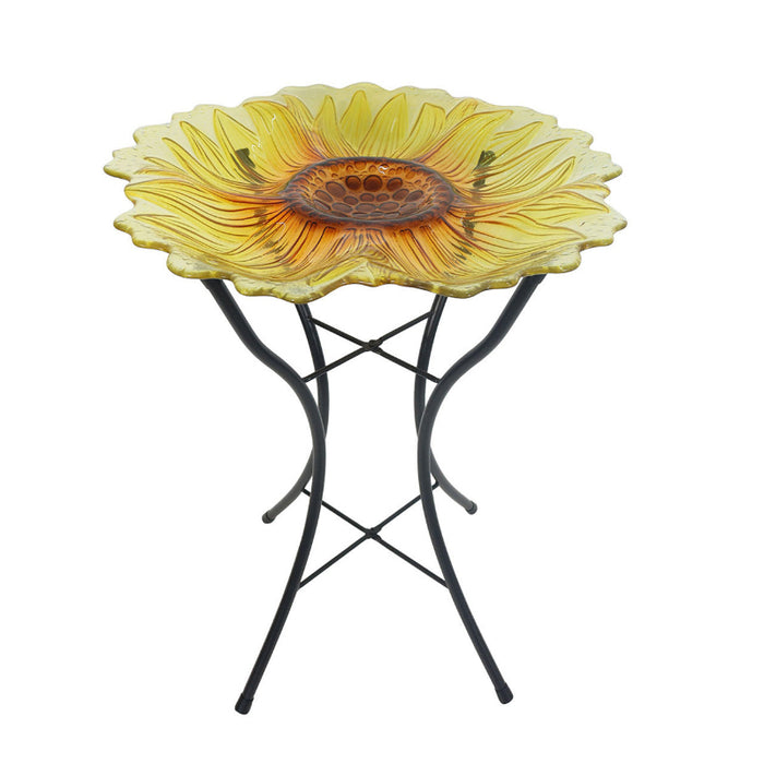 Sunflower Glass Bird Bath