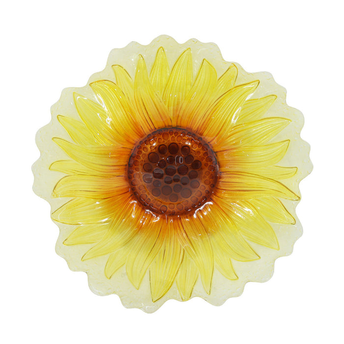 Sunflower Glass Bird Bath