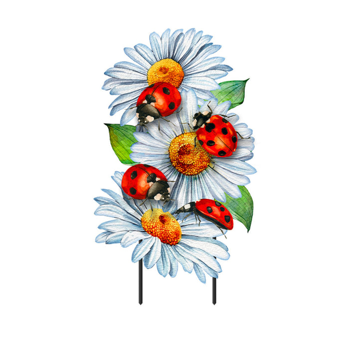 Ladybugs and Daisies Metal Yard Stake