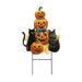 Black Cat Pumpkin Stack Metal Yard Stake