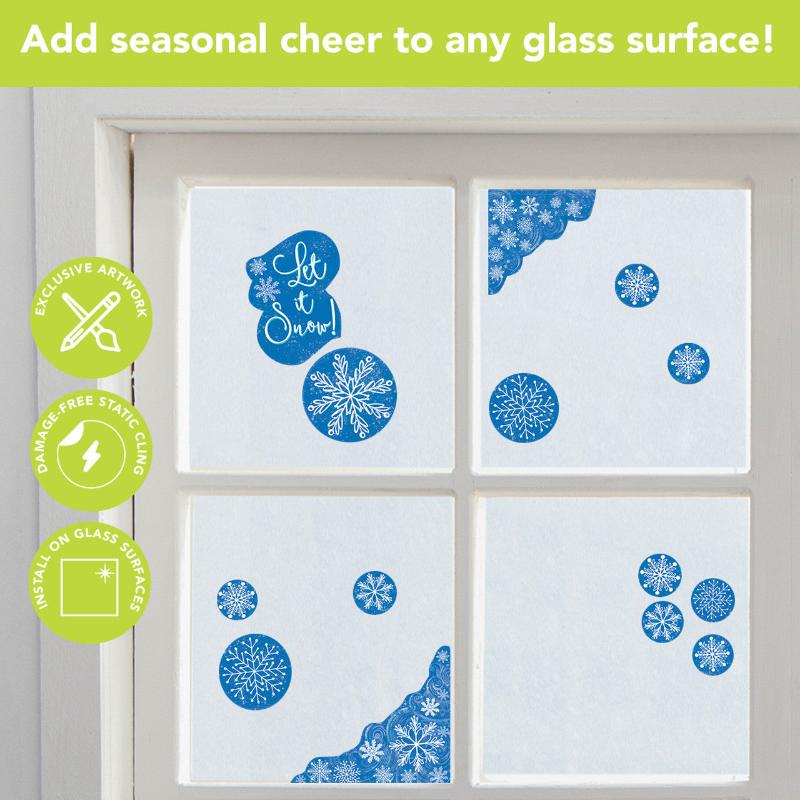 Glistening Snowflakes Window Cling Set