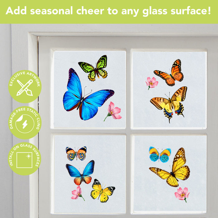 Checkered Butterflies Window Cling Set