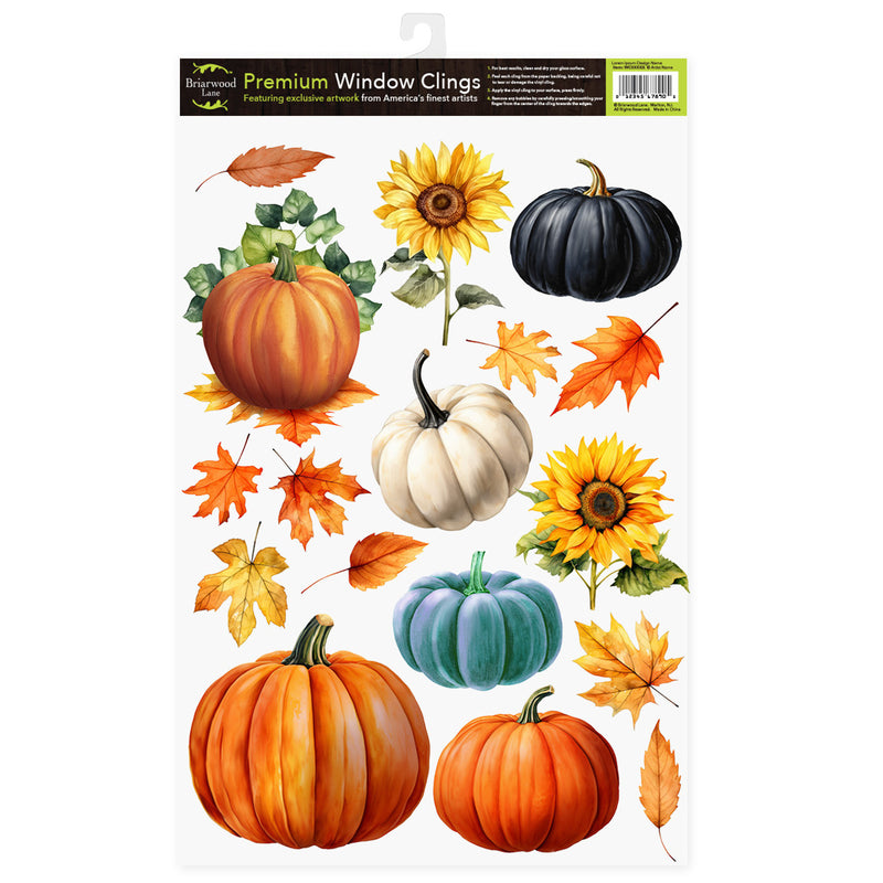 Fall Checkered Pumpkins Window Cling Set