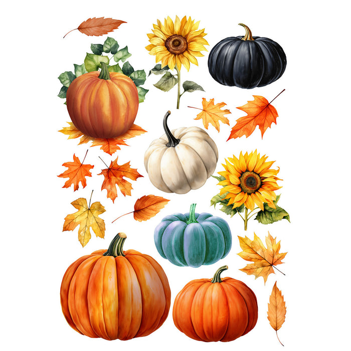 Fall Checkered Pumpkins Window Cling Set