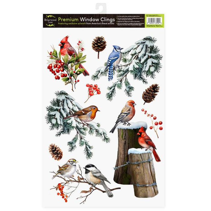 Winter Woodland Birds Window Cling Set