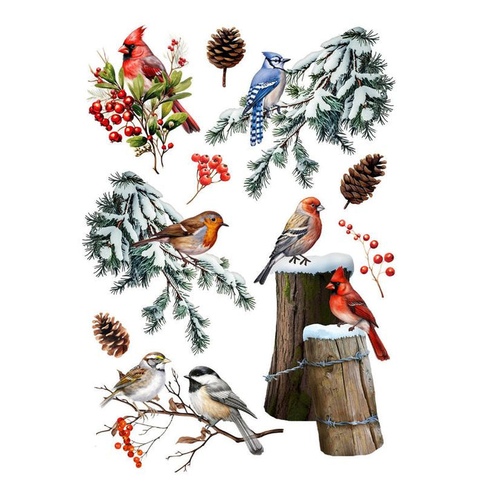 Winter Woodland Birds Window Cling Set