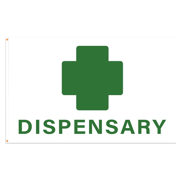 3x5' Dispensary w/ Cross Polyester Flag - Made in USA