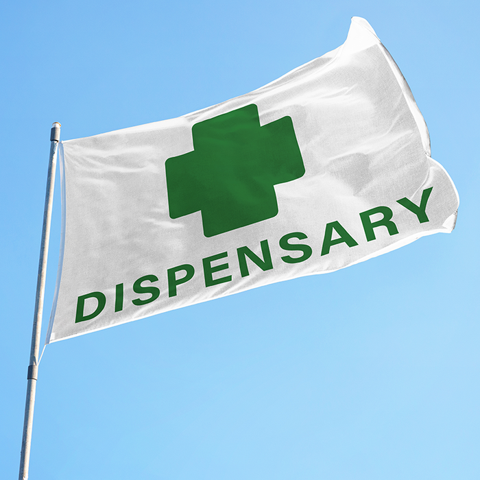 3x5' Dispensary w/ Cross Polyester Flag - Made in USA