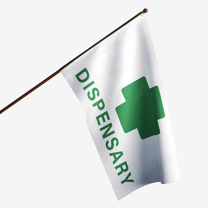 3x5' Dispensary w/ Cross Polyester Flag - Made in USA