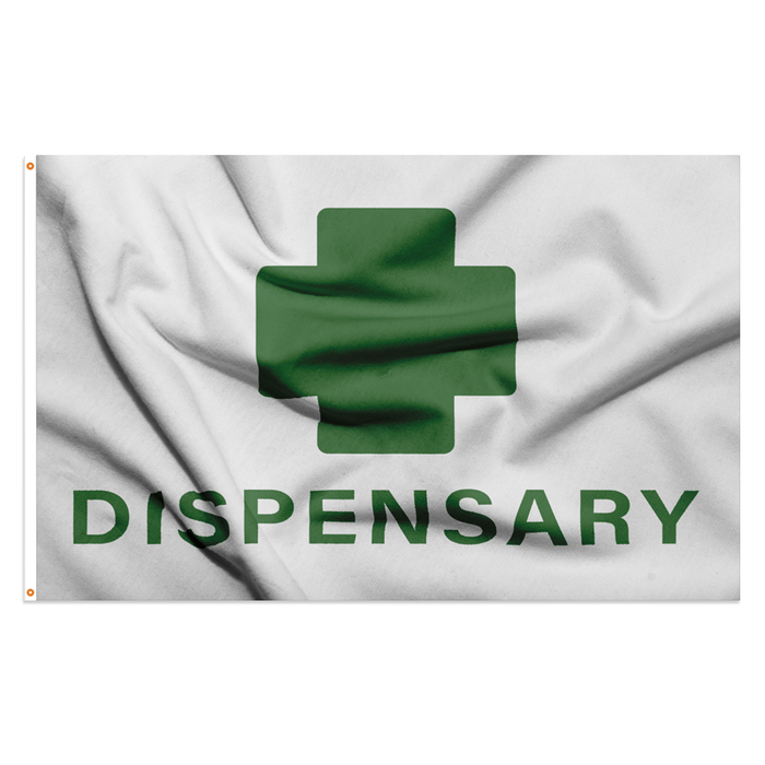 3x5' Dispensary w/ Cross Polyester Flag - Made in USA