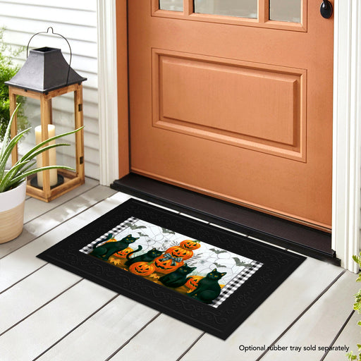 Black Cat Pumpkin Stack Mini Switch Doormat Insert