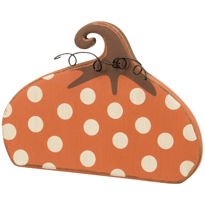 Dot Pumpkin Chunky Shelf Sitter