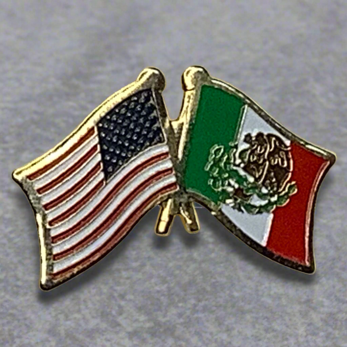 Mexico/USA Dual Flags Lapel Pin 2025