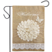 Cute White Ruffles Flower Burlap Garden Flag