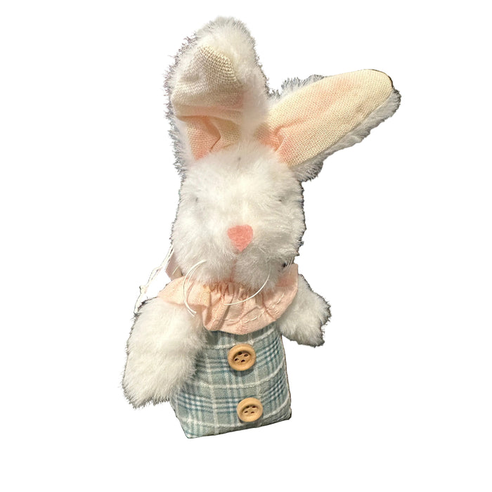Blue Plaid Bunny Plush Ornament