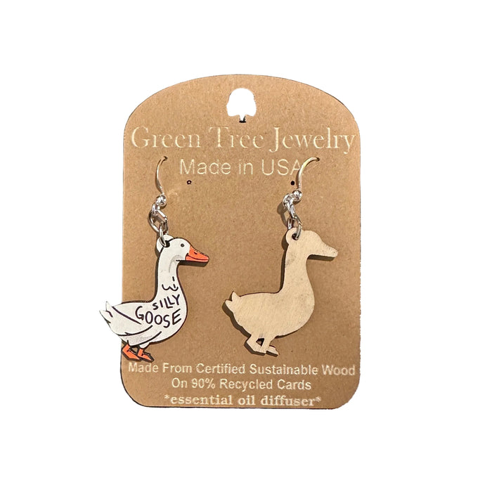 Silly Goose Wood Earrings