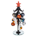 Halloween-themed ornament tree with ghost, pumpkin, and round ornaments