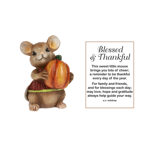 Blessed and Thankful Mouse Pocket Charm - Assorted Styles