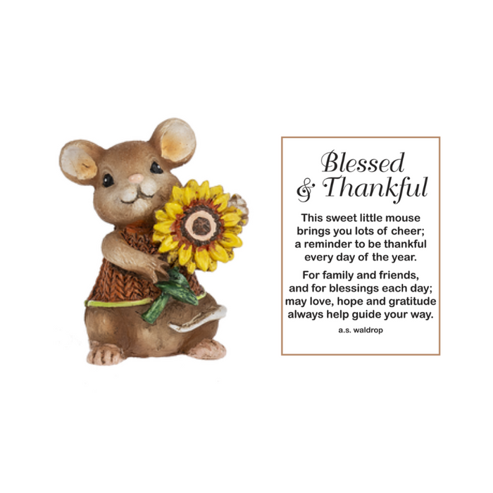 Blessed and Thankful Mouse Pocket Charm - Assorted Styles